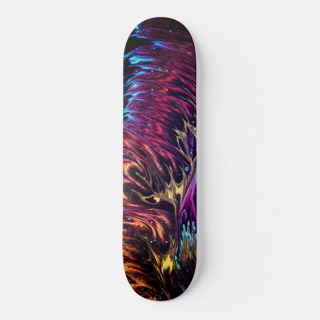 Abstract Brushed Paint Flaming Colors Skateboard (Front)