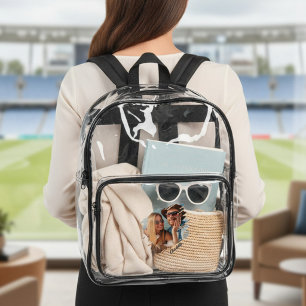 Abstract Brushstroke Photo Name or Text Clear Backpack