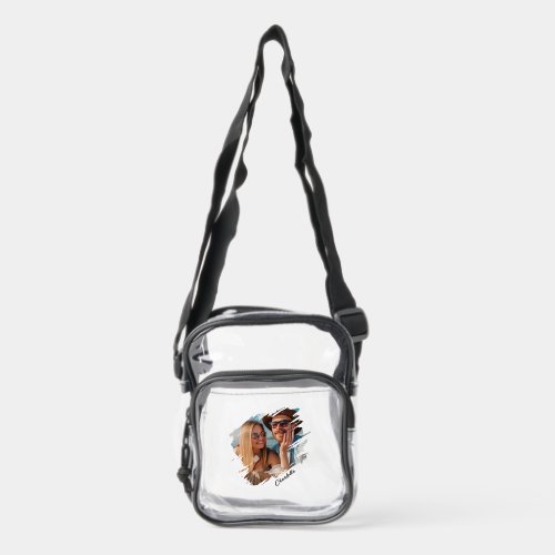 Abstract Brushstroke Photo Name or Text Clear Crossbody Bag