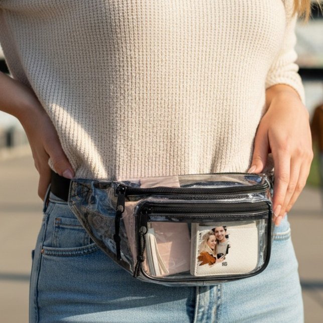 Abstract Brushstroke Photo Personalized Monogram Clear Fanny Pack (Creator Uploaded)