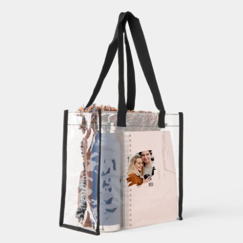 Abstract Brushstroke Photo Personalized Monogram Clear Tote Bag