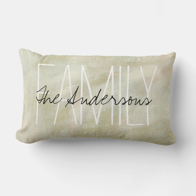 Abstract Brushstrokes Family Monogram Lumbar Pillow (Front)