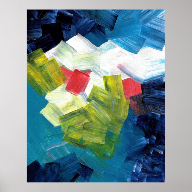 Abstract Brushstrokes in Blue, Green, and Red Poster (Front)