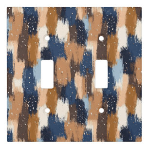 Abstract Brushstrokes in Blue, White & Brown (2) Light Switch Cover