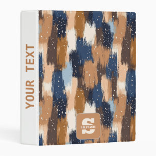 Abstract Brushstrokes in Blue, White & Brown (2) Mini Binder