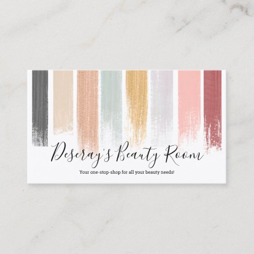 Abstract brushstrokes modern pastels makeup beauty business card
