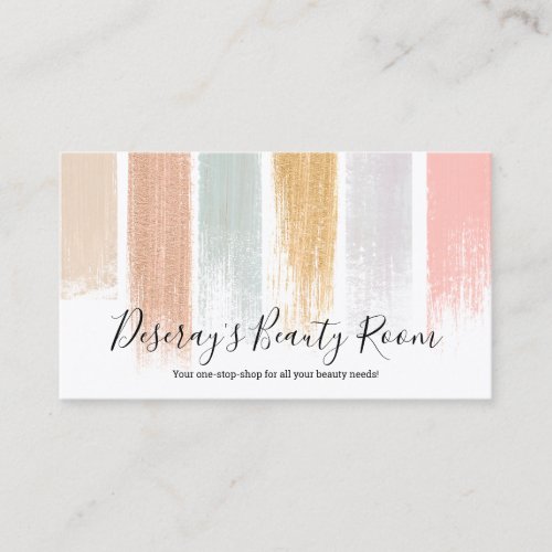 Abstract brushstrokes modern stripes makeup beauty business card