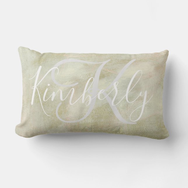 Abstract Brushstrokes Monogram Lumbar Pillow (Front)