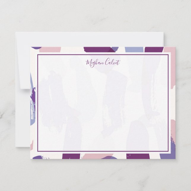 Abstract Brushstrokes Personalized Stationery Note Card (Front)