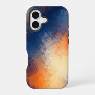 Abstract Brushstrokes: Vibrant Blue & Orange. iPhone 16 Case