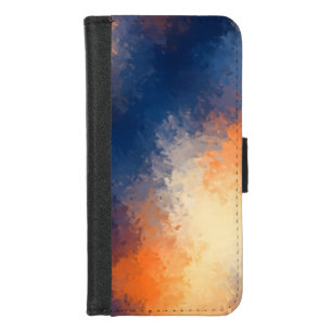 Abstract Brushstrokes: Vibrant Blue & Orange. iPhone 8/7 Wallet Case