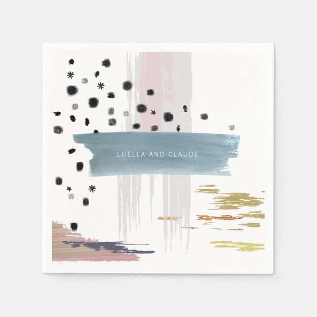 Abstract Brushstrokes Wedding Napkins (Front)