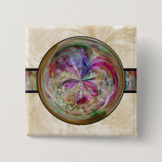 Abstract Bubble Mandala With Ribbon Button