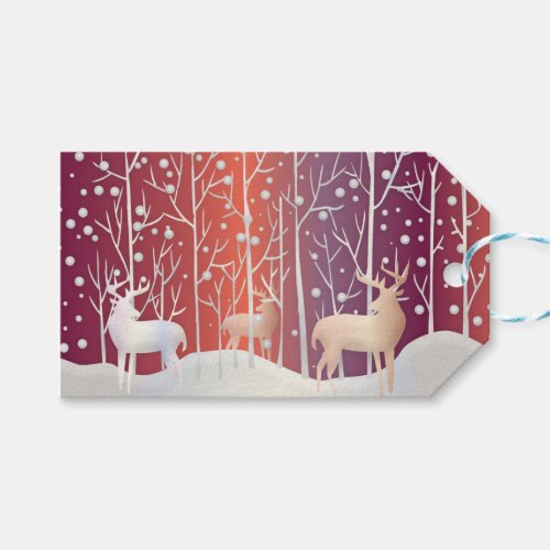 Abstract Bucks Trees and Snow Gift Tags