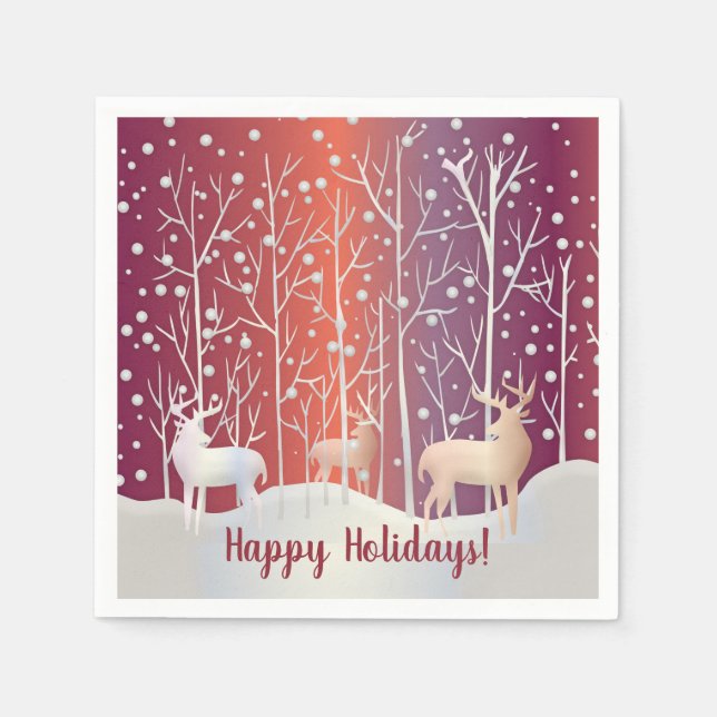 Abstract Bucks, Trees and Snow    Napkins (Front)