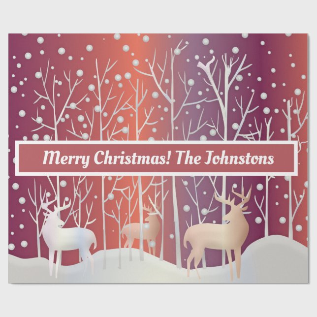 Abstract Bucks, Trees and Snow Wrapping Paper (Flat)