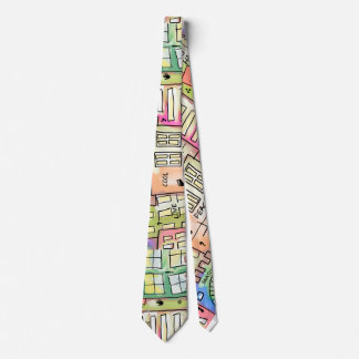 Abstract building doodles art neck tie