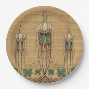 Abstract Bulbous Art Nouveau Shape Fleur-de-lis Paper Plates
