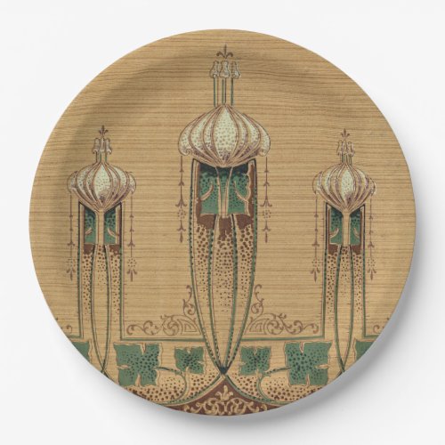 Abstract Bulbous Art Nouveau Shape Fleur_de_lis Paper Plates