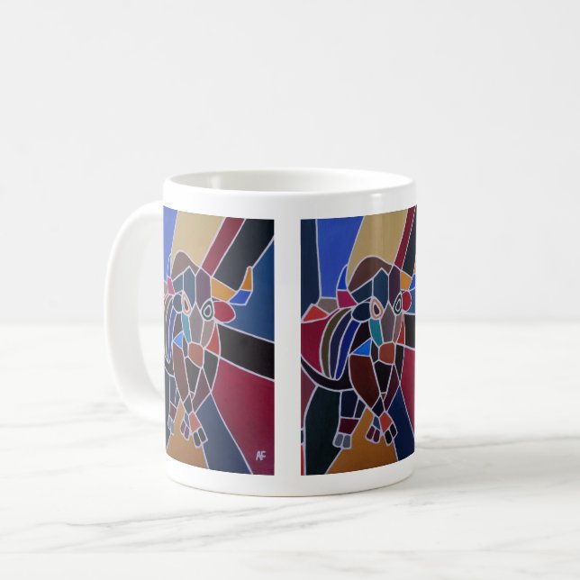 Abstract Bull Painting by Alfred Fox Coffee Mug (Front Left)