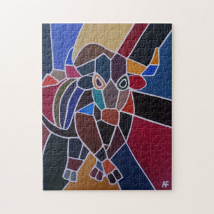 Abstract Bull Painting by Alfred Fox Jigsaw Puzzle
