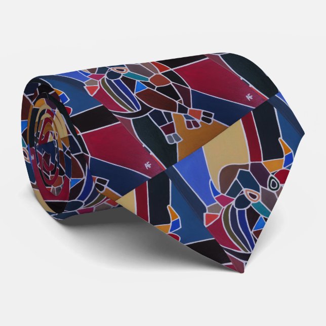 Abstract Bull Painting by Alfred Fox Neck Tie (Rolled)