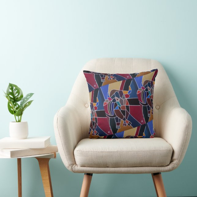 Abstract Bull Painting by Alfred Fox Throw Pillow (Chair)