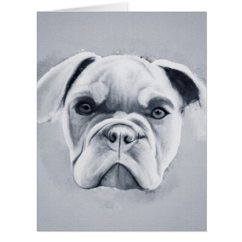 Abstract Bulldog Portrait Black White Painting