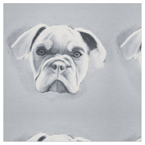 Abstract Bulldog Portrait Black White Painting Fabric