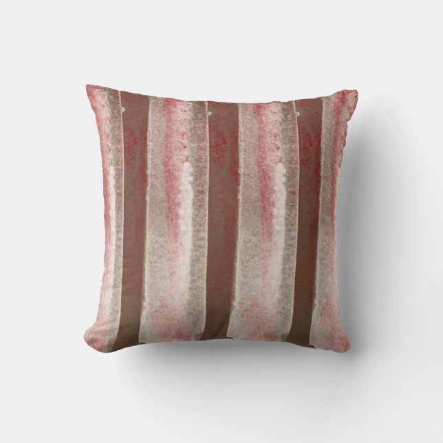 Abstract Burgundy Beige Brown Tan Modern Throw Pillow (Front)