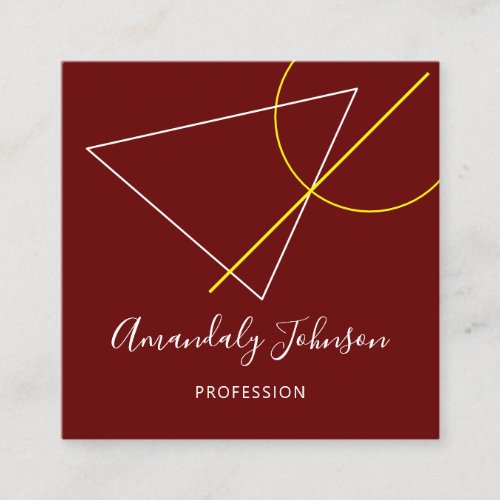 Abstract Burgundy Geometry ARCHTECT DESIGNER Square Business Card