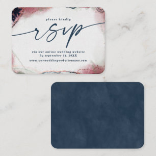 Abstract Burgundy & Navy Blue Wedding Website RSVP Enclosure Card
