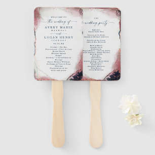 Abstract Burgundy & Navy Wedding Ceremony Program Hand Fan