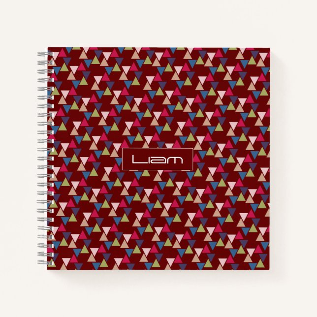 Abstract burgundy pattern name  notebook (Front)