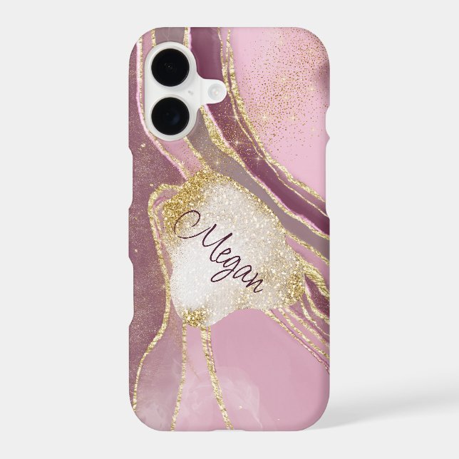 Abstract Burgundy Pink Gold Laced iPhone Case (Back)