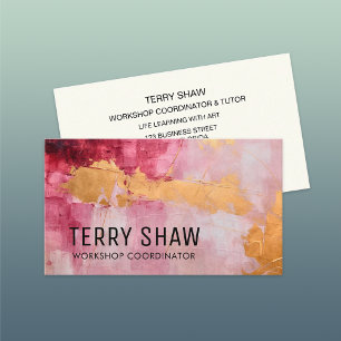 Abstract Burgundy Pink Gold Paint Business Card