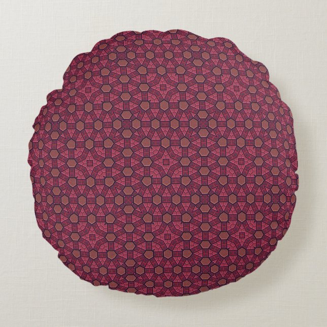 Abstract Burgundy Round Pillow (Front)