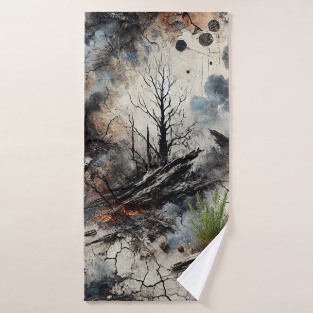 Abstract Burnt Forest Bath Towel (Bath Towel)