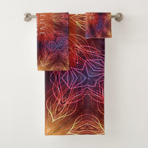 Abstract Burst of Multi-Colored Bath Towel Set