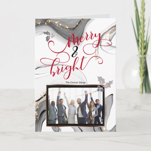 Abstract Business Merry and Bright Photo Card