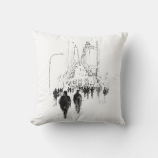 Abstract Busy Street Scene Throw Pillow