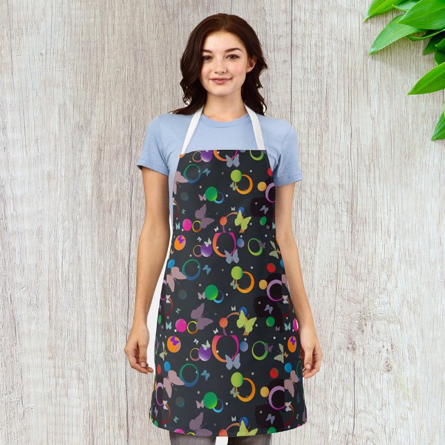Abstract Butterflies and Geometric Circles Pattern Apron (Creator Uploaded)