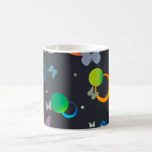 Abstract Butterflies and Geometric Circles Pattern Coffee Mug