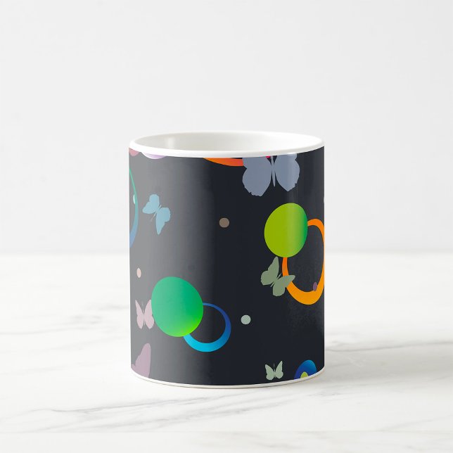 Abstract Butterflies and Geometric Circles Pattern Coffee Mug (Creator Uploaded)
