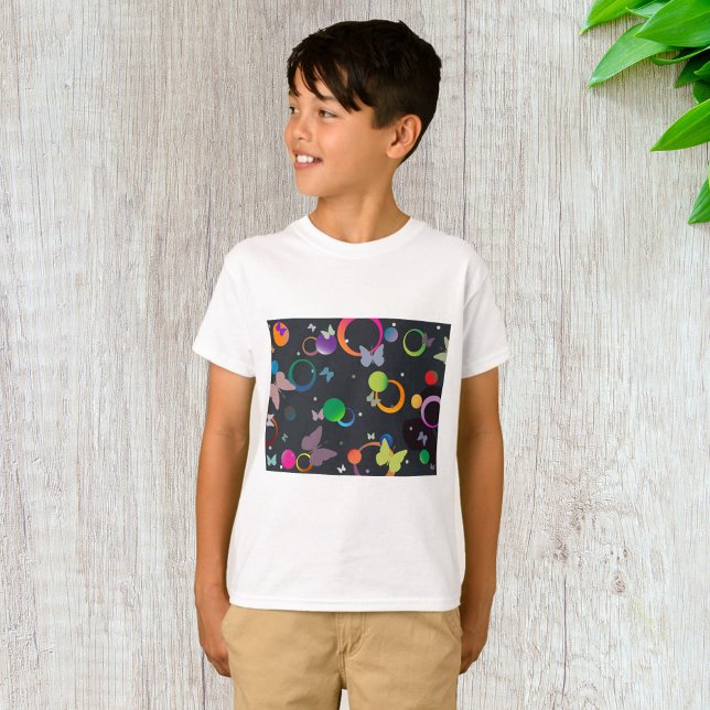 Abstract Butterflies and Geometric Circles Pattern T-Shirt (Creator Uploaded)