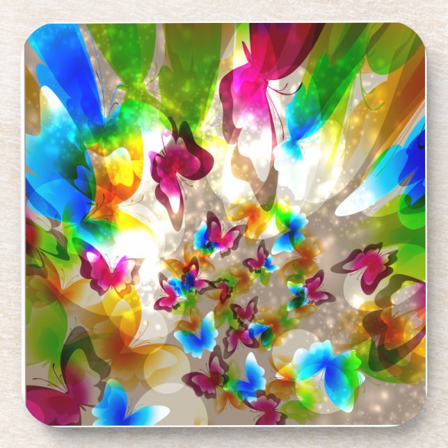 Abstract Butterflies Beverage Coaster (Front)