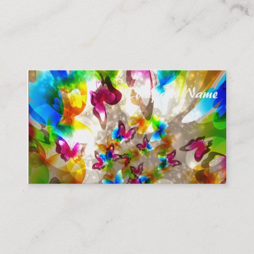 Customizable Abstract Butterflies Business Card Template