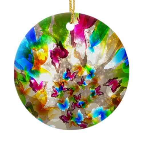 Abstract Butterflies Ceramic Ornament