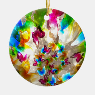 Abstract Butterflies Ceramic Ornament