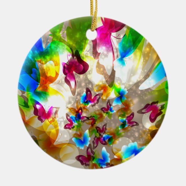 Abstract Butterflies Ceramic Ornament (Front)